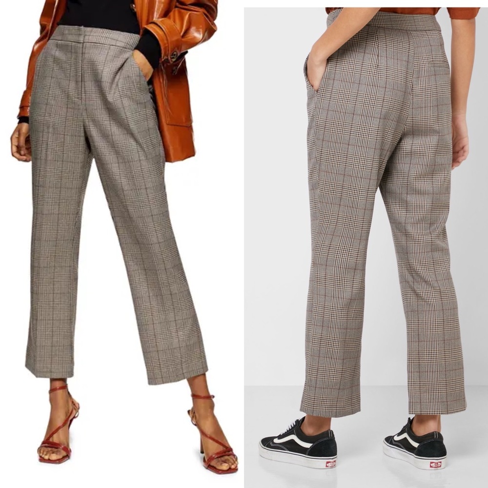 NWT TOPSHOP Ella Check Flare Trousers